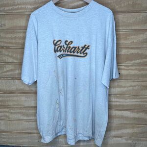 Vintage 90s Carhartt Script Logo Workwear T-Shirt Trashed - Painted  Size: XXL